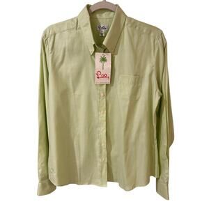 Lilly Pulitzer Muffy Shirt Luxury Oxford Palm Green, size 8